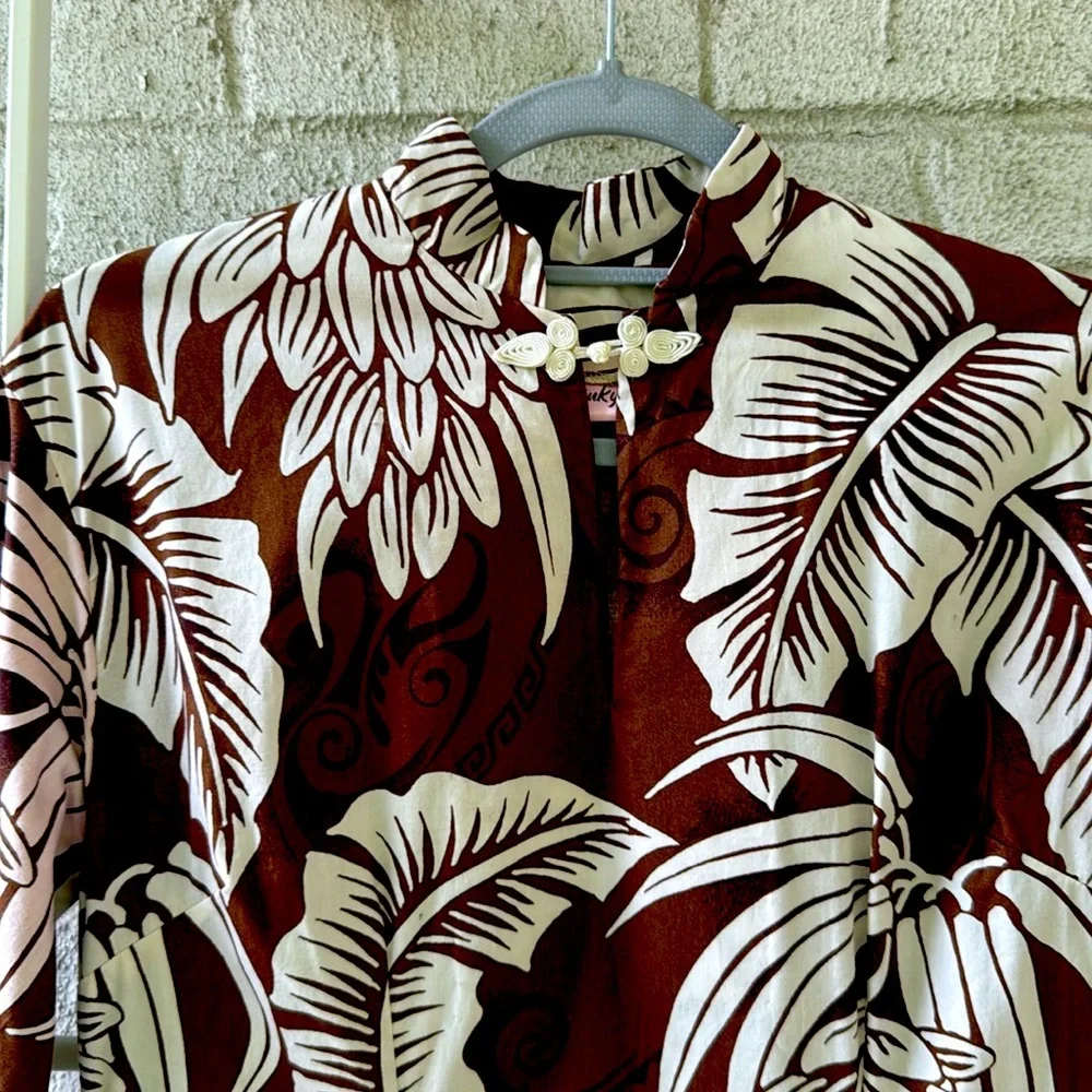 Handmade Hawaiian Tropical Leaf Maxi Dress - Picture 2 of 6